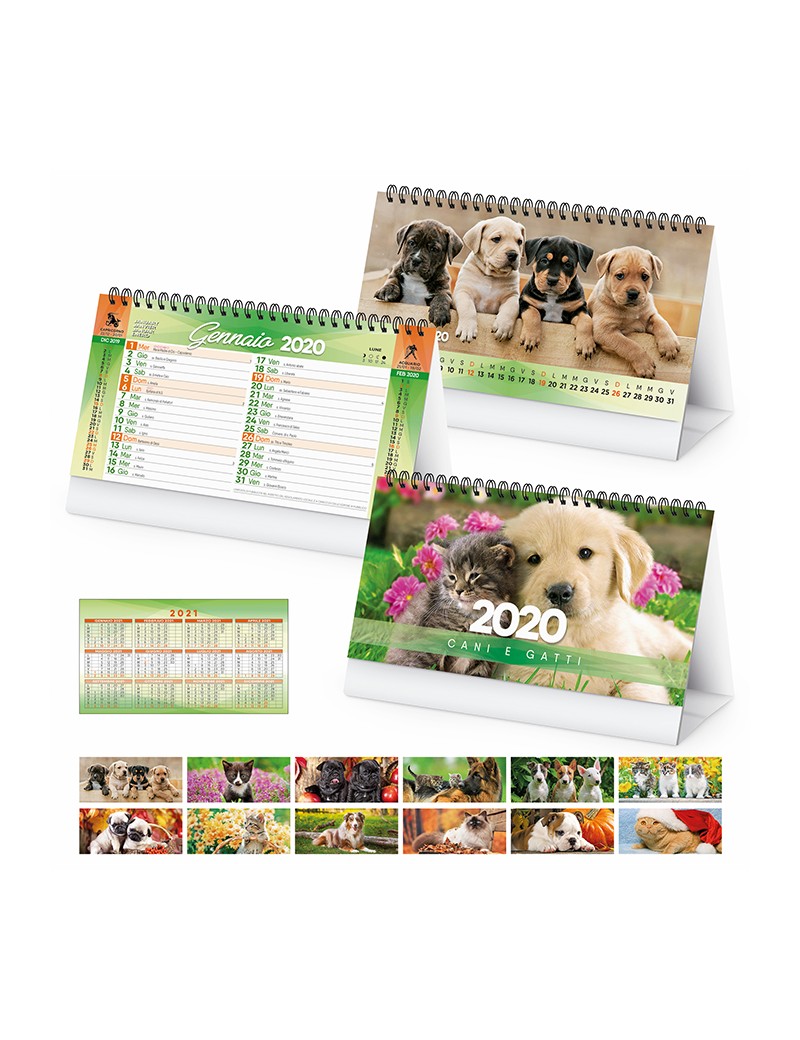 Calendari personalizzati 2020 aziendali promo scrivania ufficio cane gatti PA403