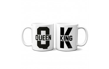 Set 2 TAZZE DI COPPIA in ceramica KING QUEEN idea regalo san valentino GR374