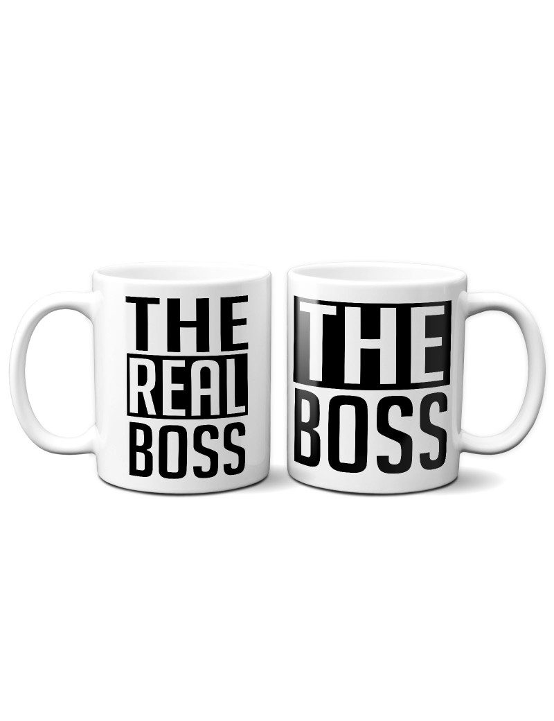 Set 2 TAZZE DI COPPIA in ceramica THE REAL BOSS idea regalo san valentino GR379