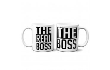 Set 2 TAZZE DI COPPIA in ceramica THE REAL BOSS idea regalo san valentino GR379